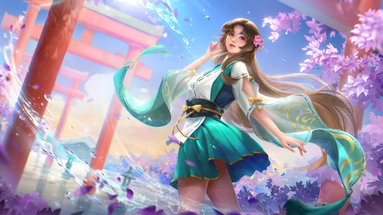 永劫无间 同人 胡桃 水花 门 粉色花朵 4K高清游戏壁纸