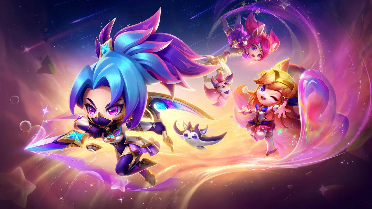 金铲铲之战星之守护者 阿卡丽阿狸 拉克丝4K壁纸