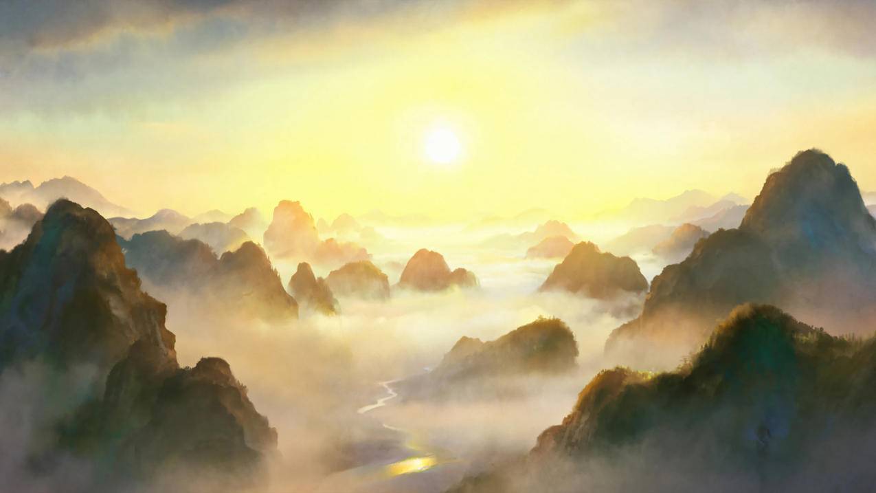 浪浪山小妖怪 山 太阳 唯美风景 4K壁纸 3840x2160