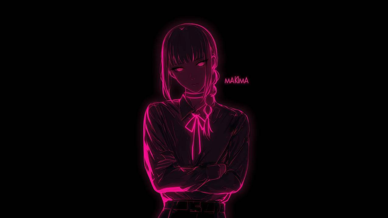 暗黑 玛奇玛 电锯人 霓虹 黑色背景 4K壁纸 3840x2160