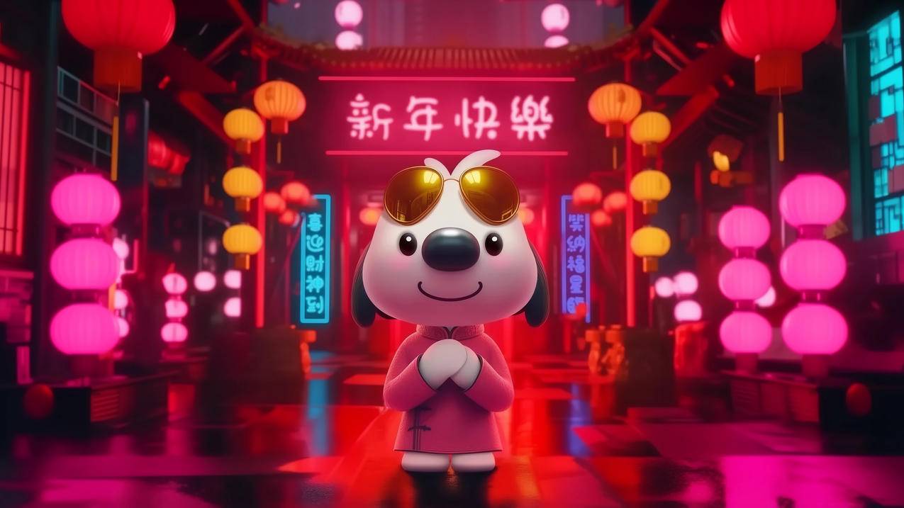 2025辛巴狗新年快乐4K壁纸3840x2160