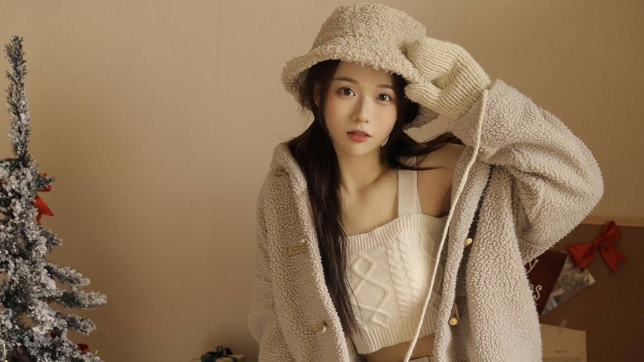 毛衣 清纯 可爱 居家 美女 4k电脑壁纸