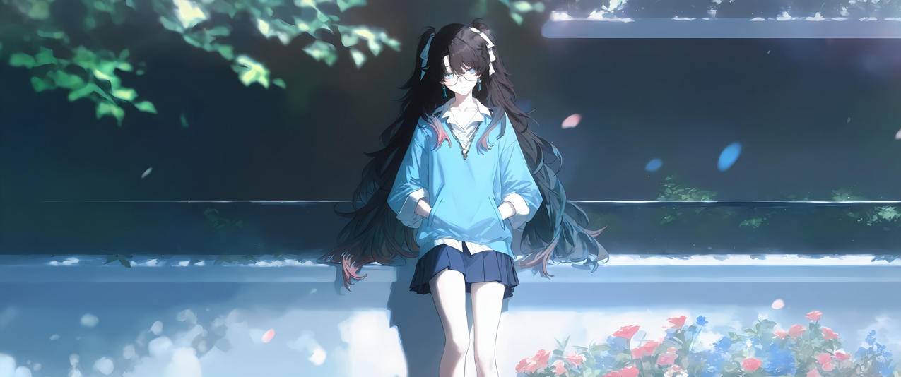 折枝 街角花影 3440x1440带鱼屏壁纸