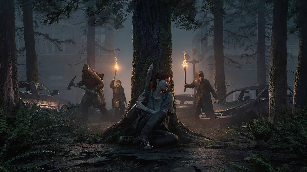 《美国末日The Last of Us》树林 火把 女孩 4K高清壁纸