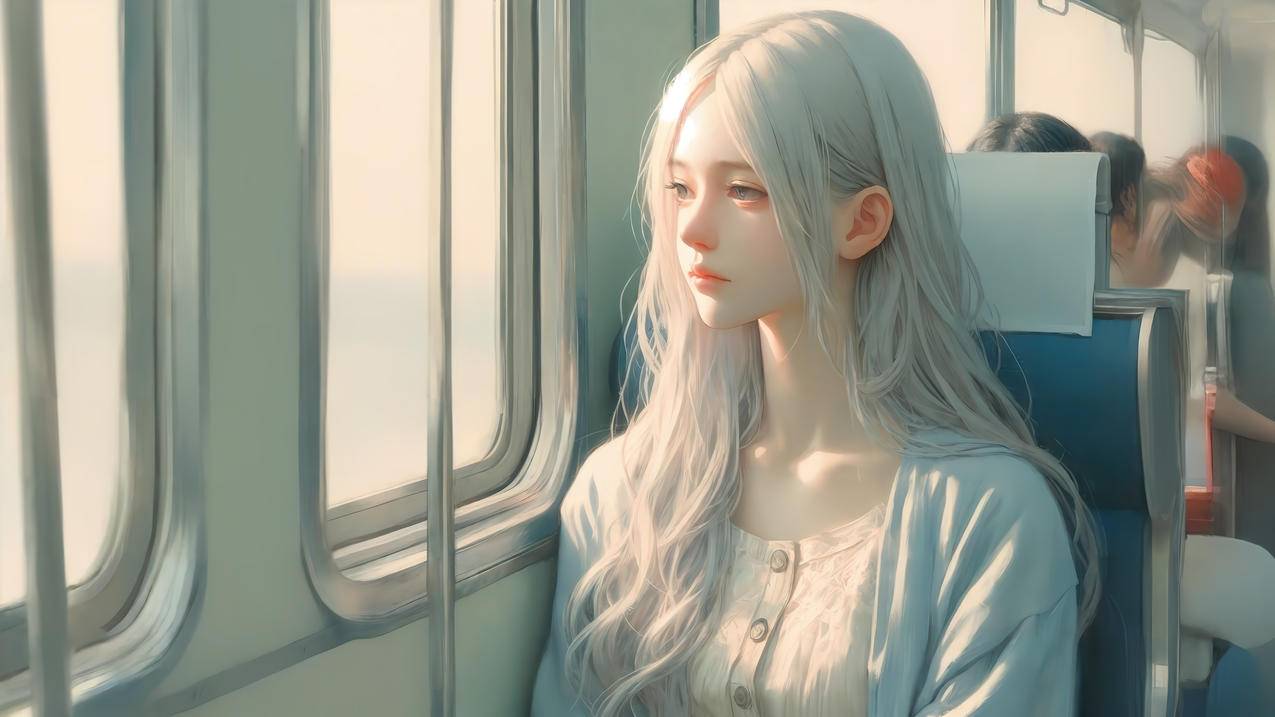 公交车上的长发少女 4k动漫壁纸