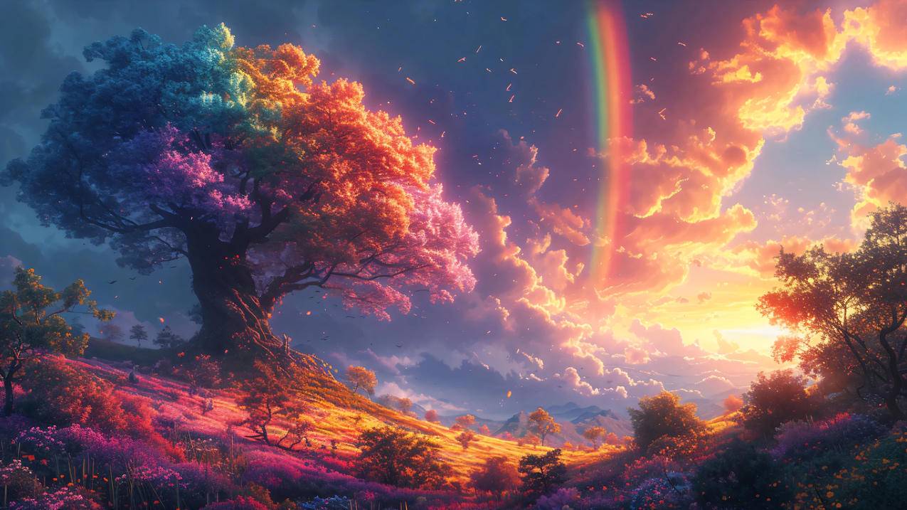 树彩虹 唯美风景 4K壁纸 3840x2160