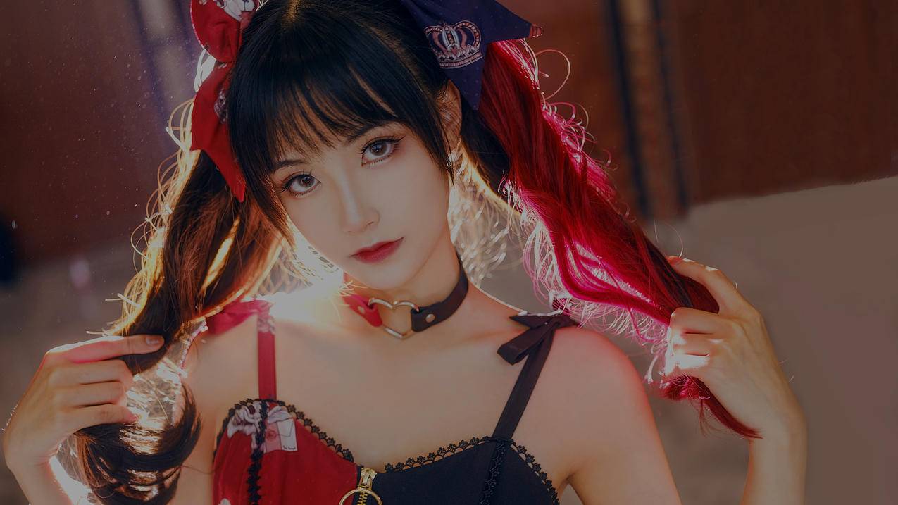 花筵lolita 黑红 小姐姐 美女 4k电脑壁纸
