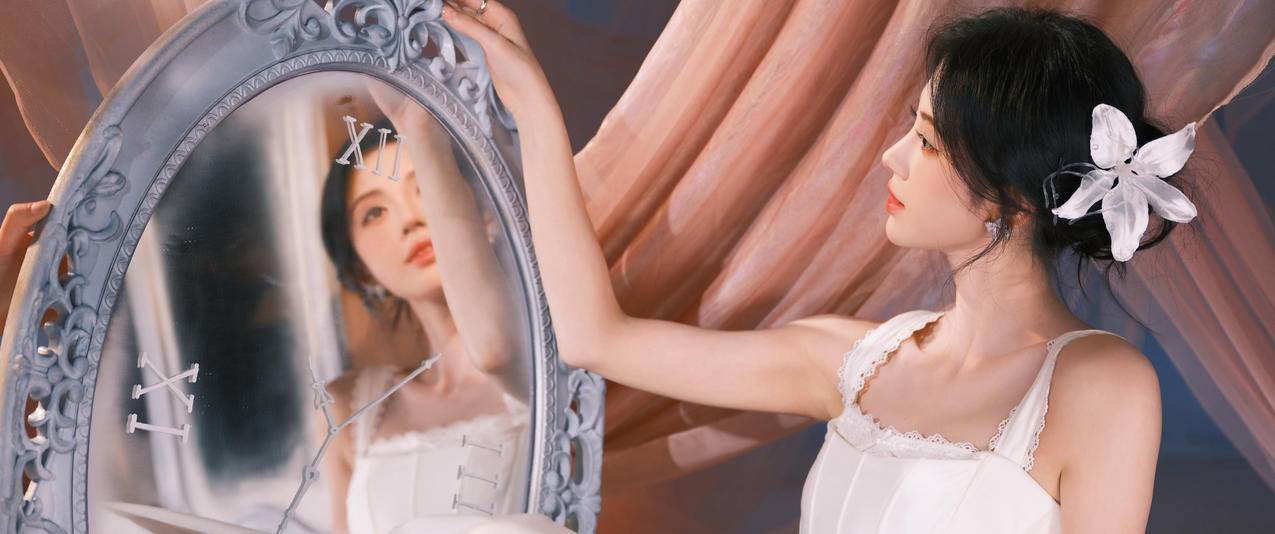 鞠婧祎 白色裙子 优雅美女 3440x1440带鱼屏壁纸