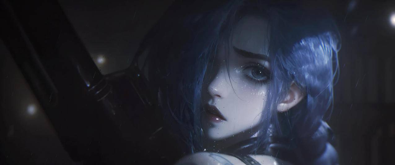 Jinx 金克斯回头3440x1440带鱼屏壁纸