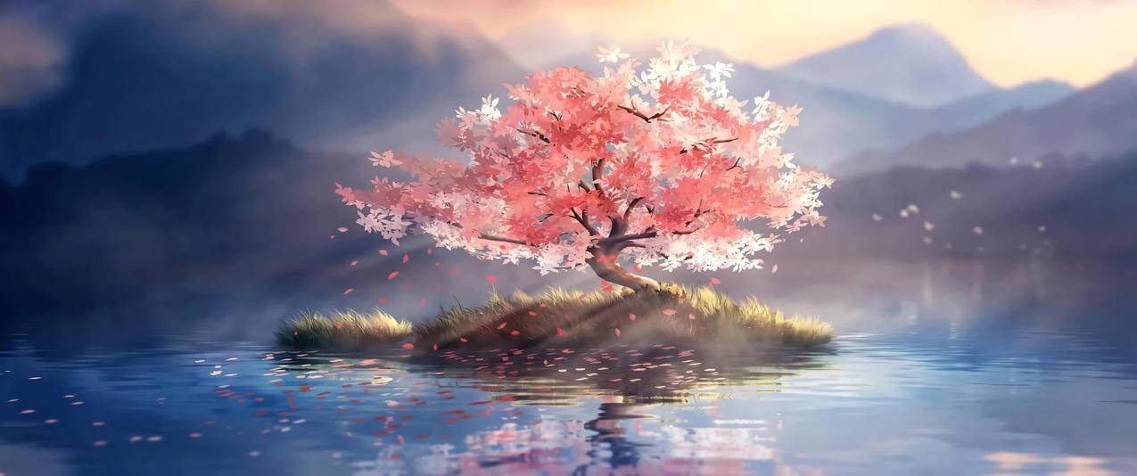 孤独的树3440x1440高清带鱼屏风景壁纸