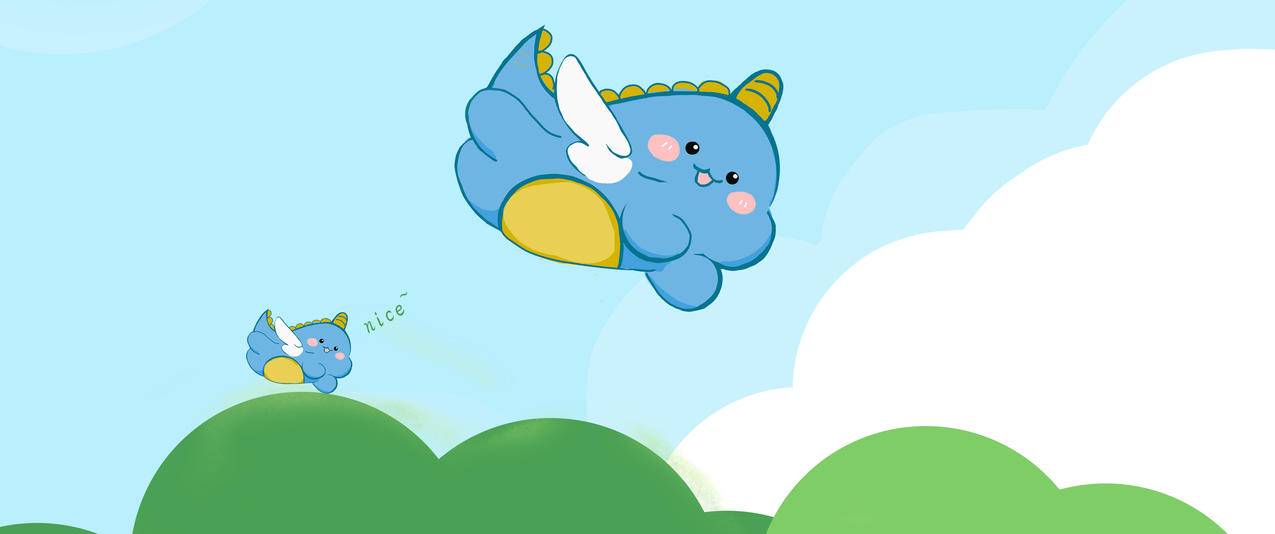 可爱恐龙 手绘 清新 3440x1440带鱼屏壁纸