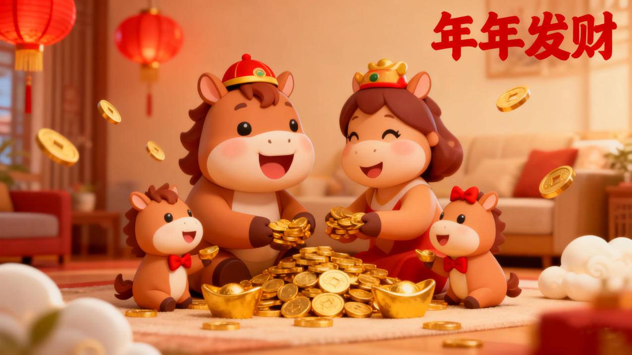 2026年马年 年年发财 金币 元宝 4K壁纸