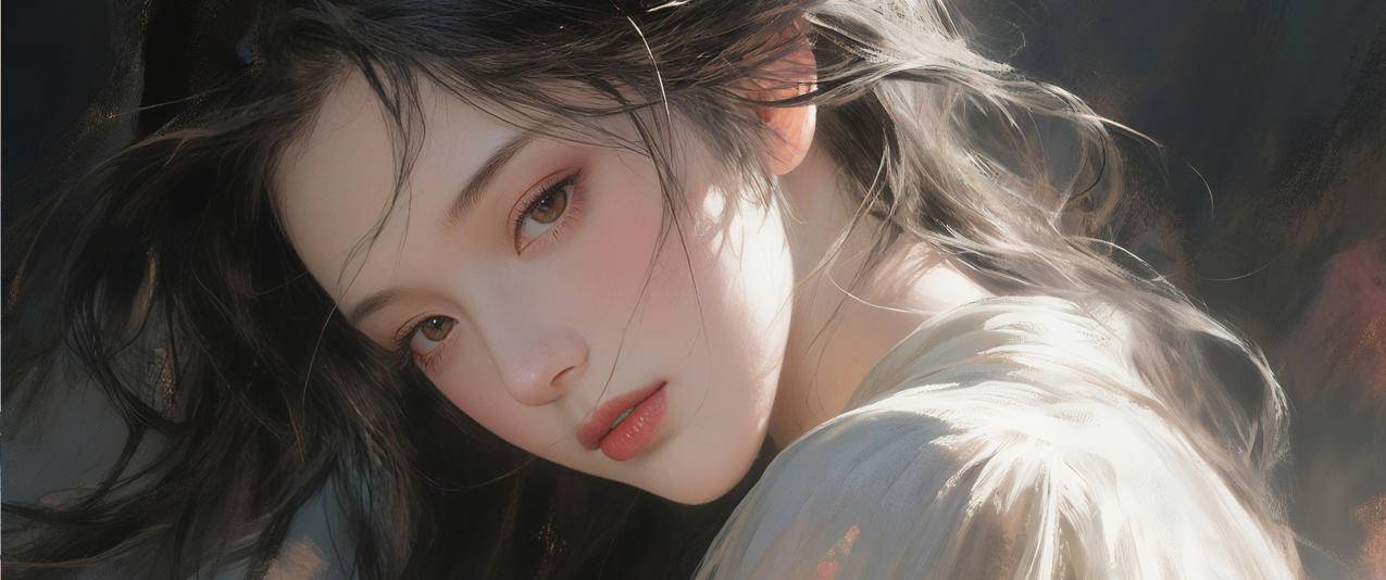 古风长发温婉美女 3440x1440带鱼屏壁纸