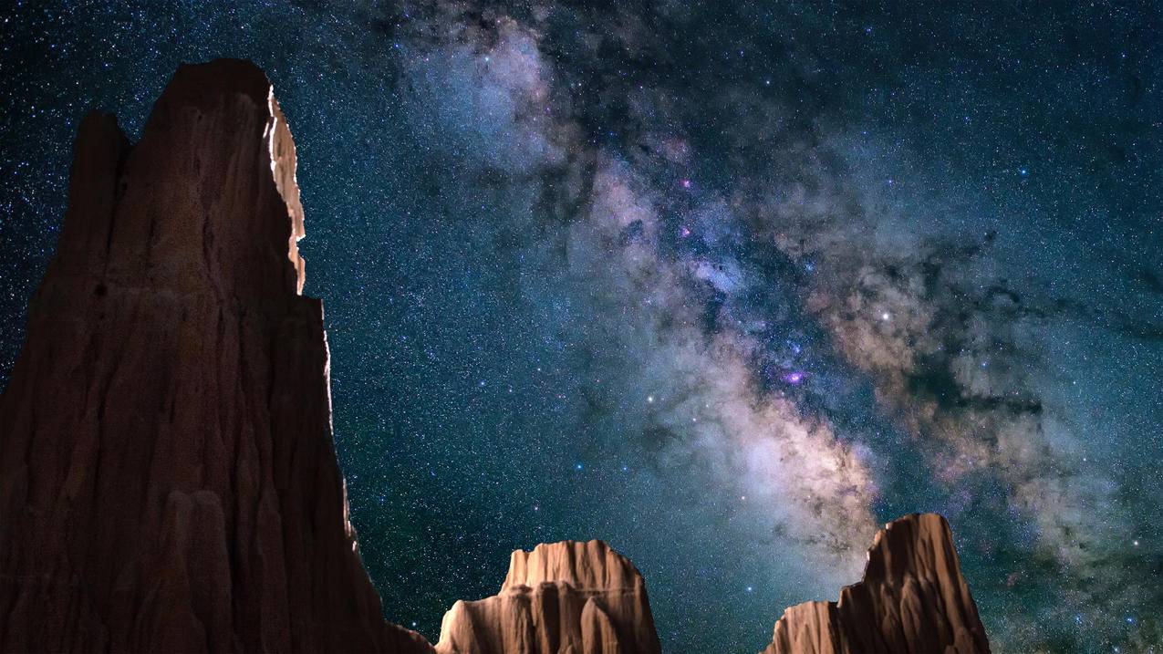 星空 大教堂峡谷州立公园 内华达州 岩石 自然 4k风景高清壁纸