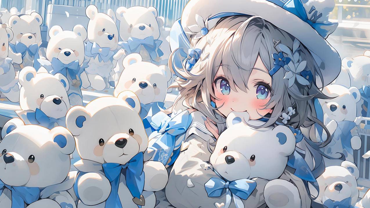 可爱小女孩 帽子 玩具熊 4k壁纸 3840x2160