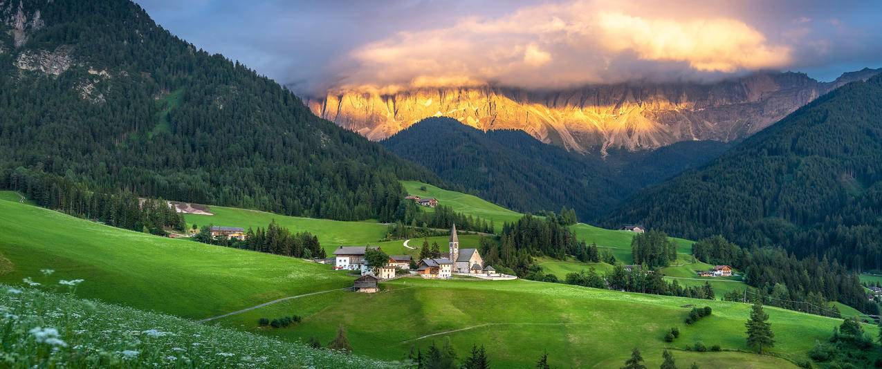 多洛米蒂山脉 3440x1440带鱼屏风景壁纸