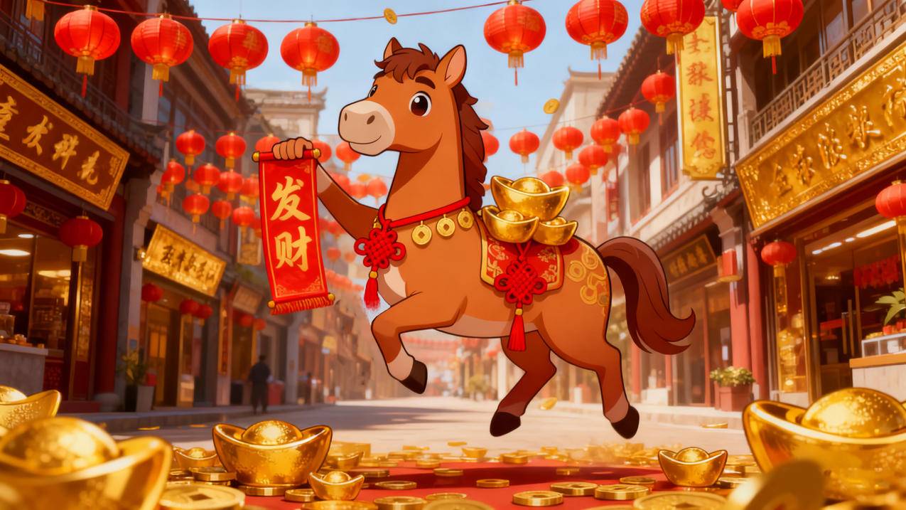 马上发财 2026年马年新年喜庆电脑4k壁纸