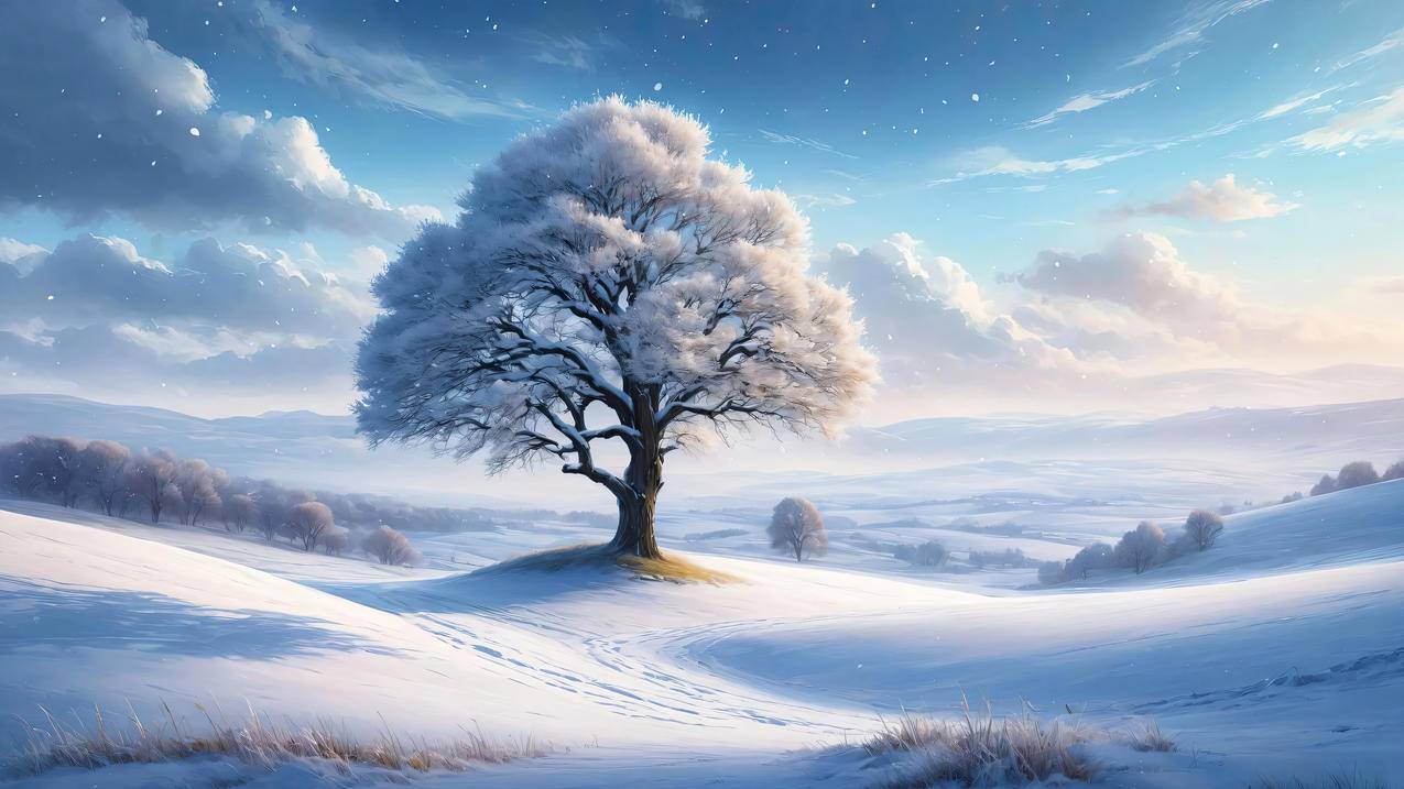 美丽的冬天树雪景 4k壁纸 3840x2160