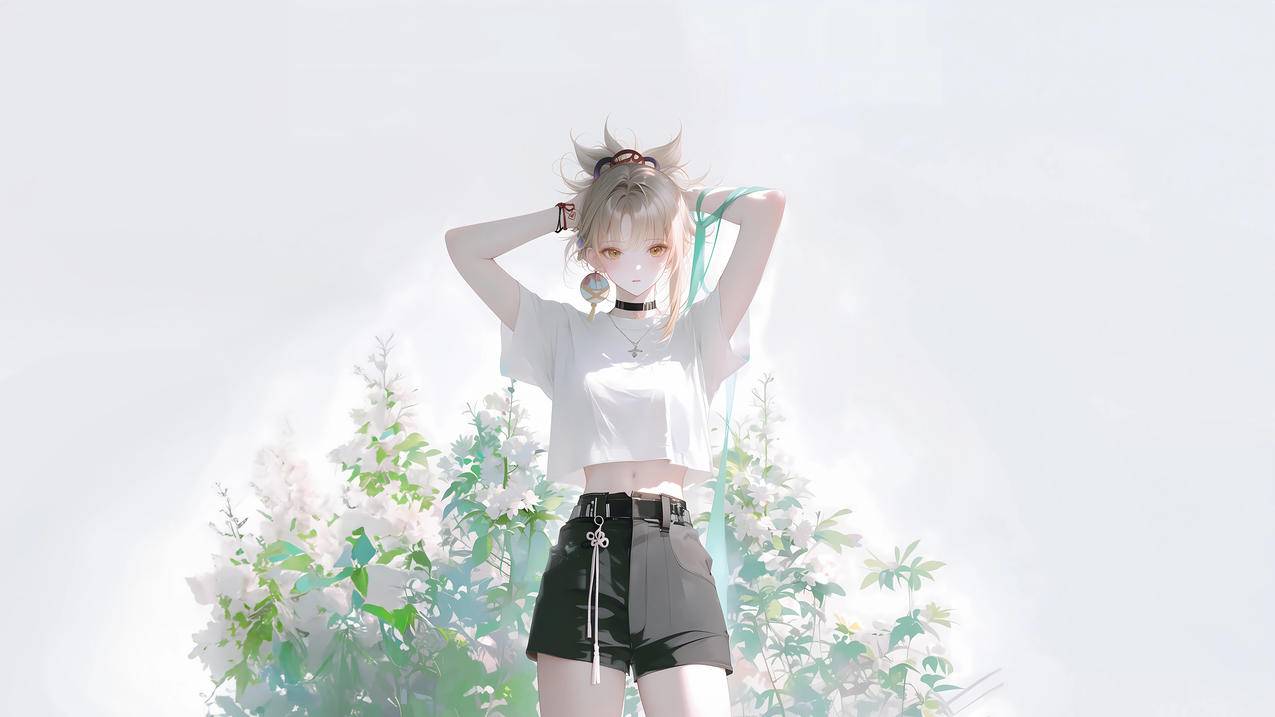 原神宵宫 白色背景 清新 4K壁纸3840x2160