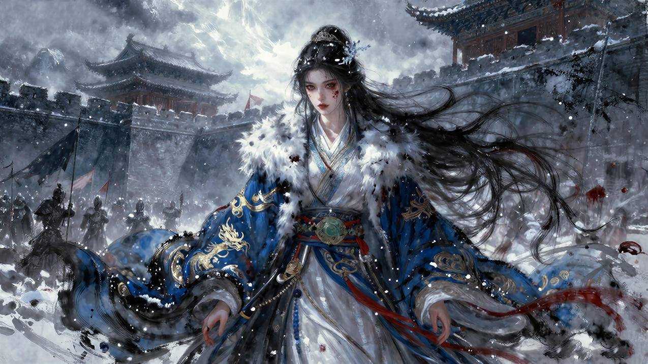 古风动漫 城墙 美女 4K高清壁纸
