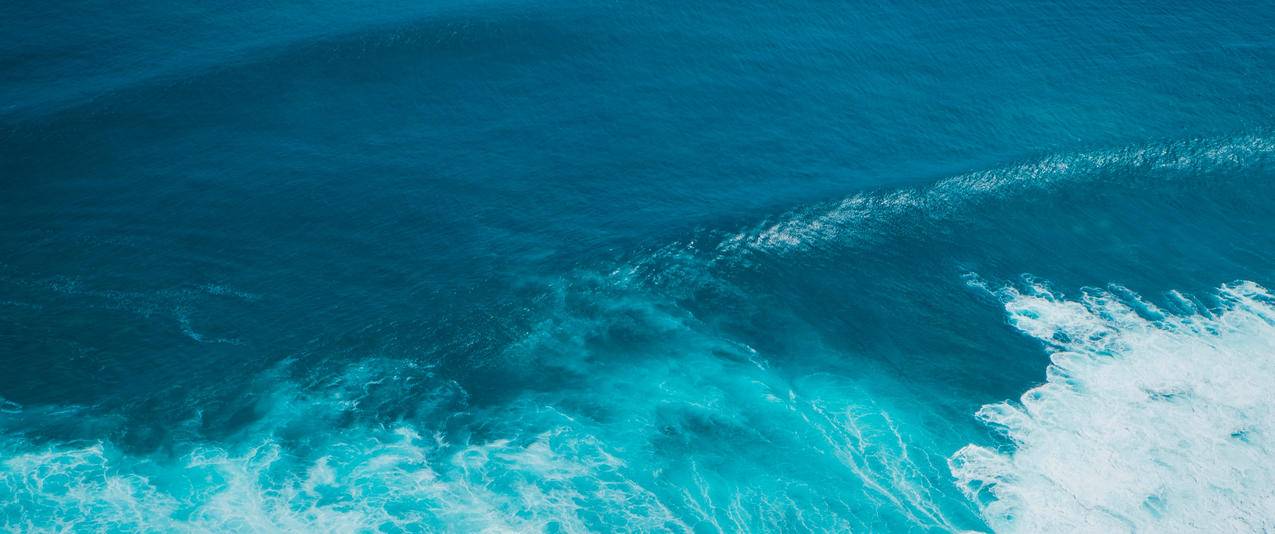 蓝色海洋海水风景3440x1440带鱼屏壁纸