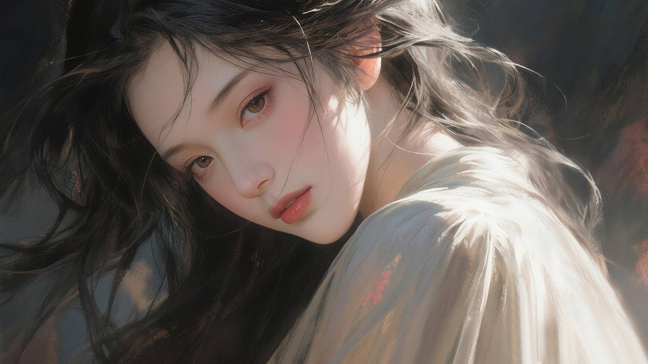 古风长发美女 温婉 侧颜 4K壁纸 3840x2160