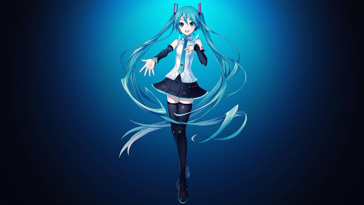 深蓝色背景初音未来 4K动漫高清壁纸