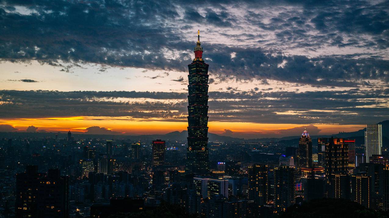 城市夜景台北101大厦4k壁纸