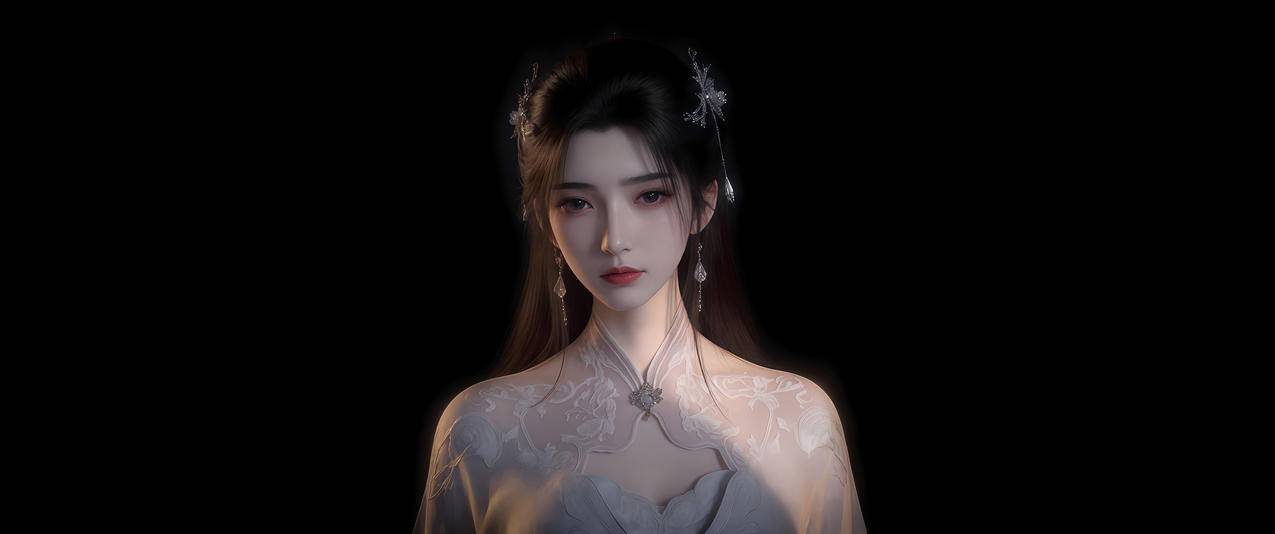 李慕婉 黑色背景 3440x1440带鱼屏壁纸