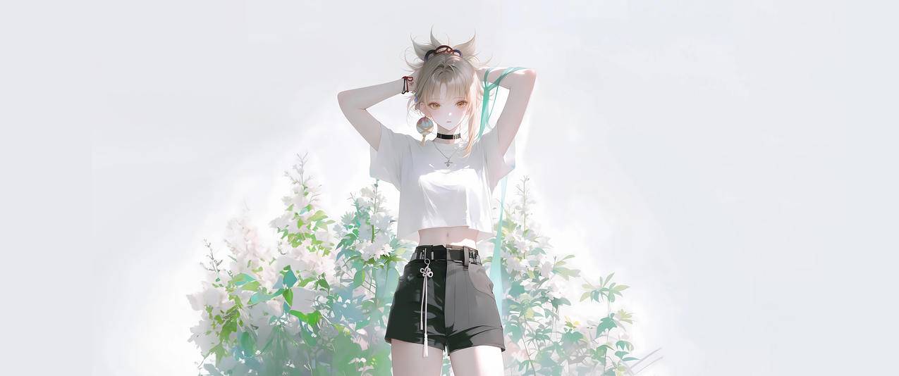 原神宵宫 白色背景 清新 3440x1440带鱼屏壁纸