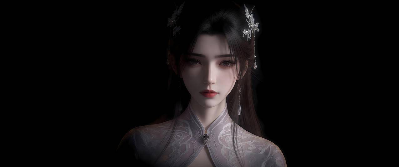 李慕婉暗黑色背景3440x1440带鱼屏壁纸