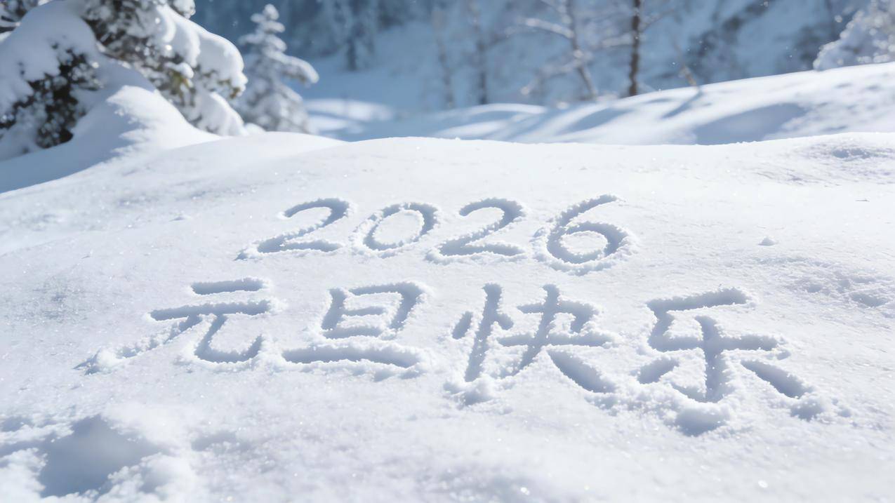 冬季厚厚的雪 2026元旦快乐 4k风景壁纸