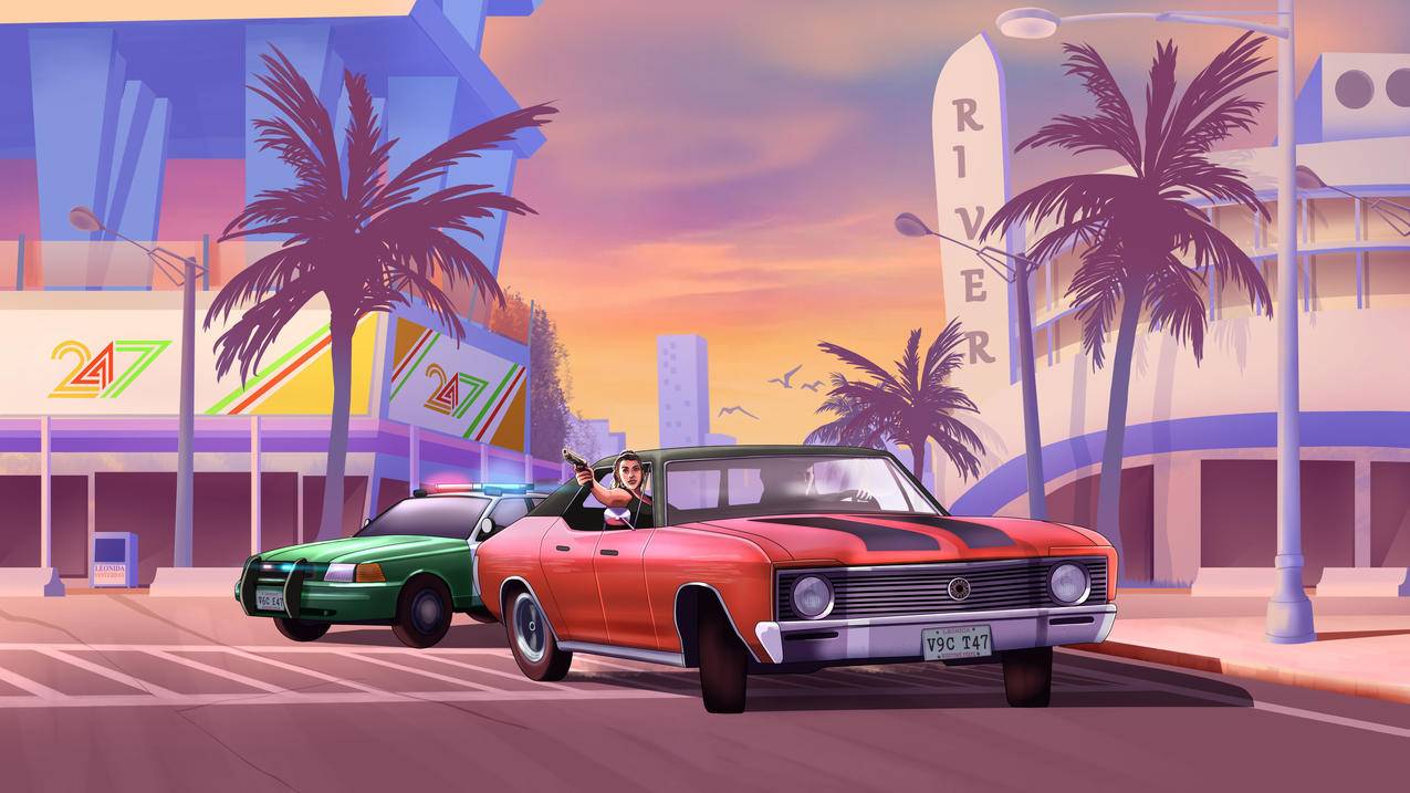 《Gta 6》汽车追逐 4K游戏壁纸3840x2160