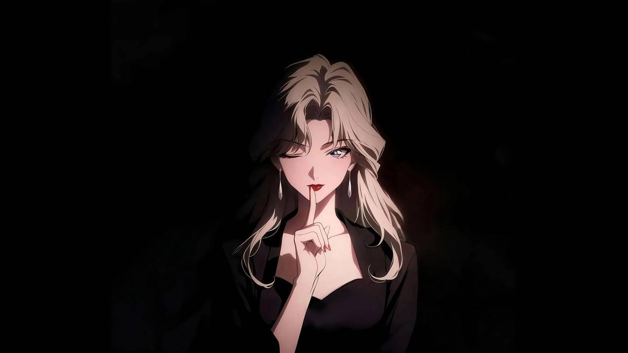 侦探柯南 贝尔摩德 嘘手势 暗黑系背景 4K壁纸