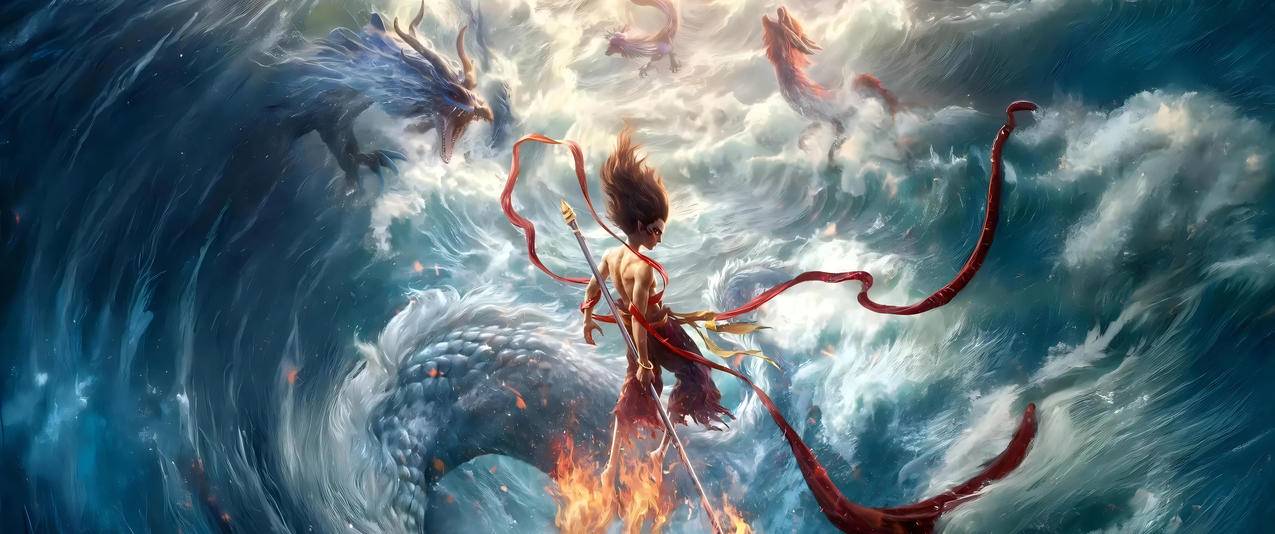 哪吒之魔童闹海 龙王 3440x1440带鱼屏壁纸