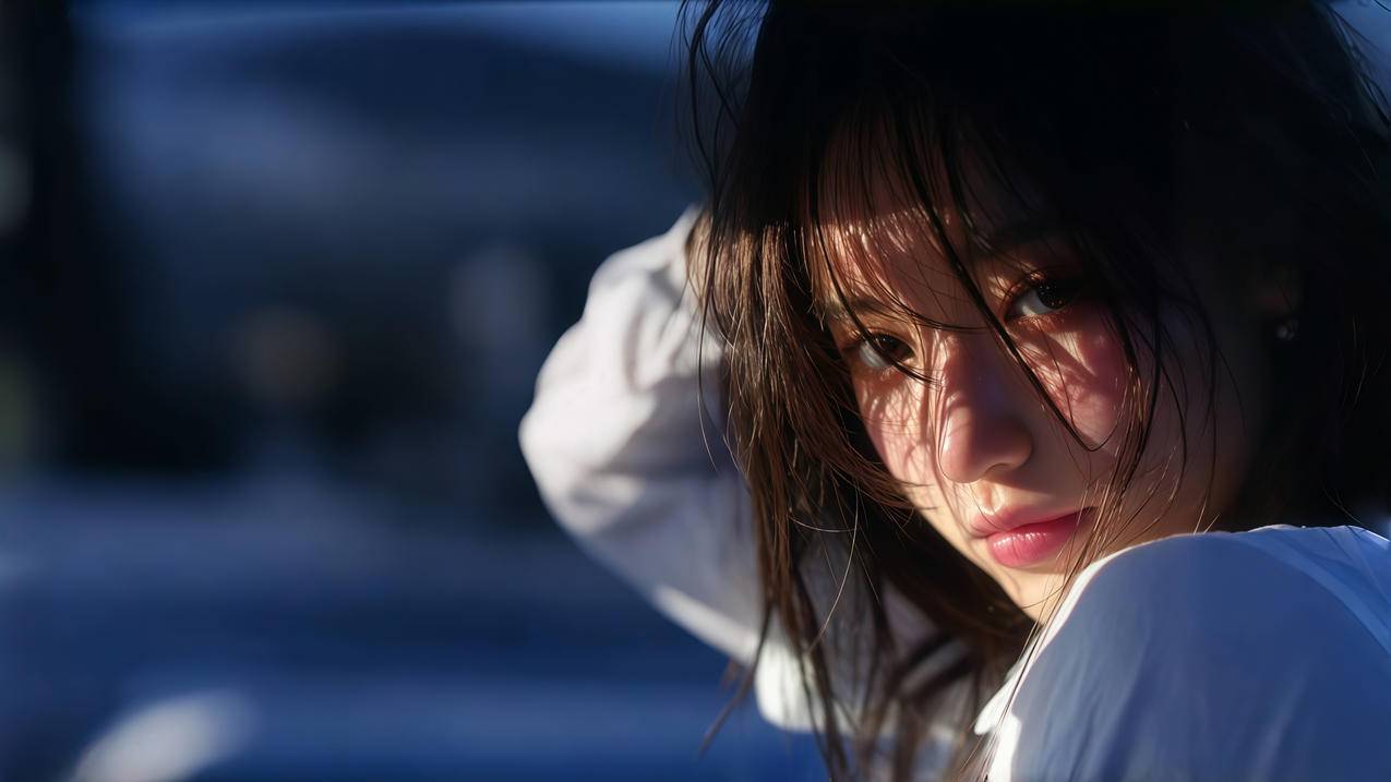 暗光风格 光影侧脸美女 4K壁纸 3840x2160